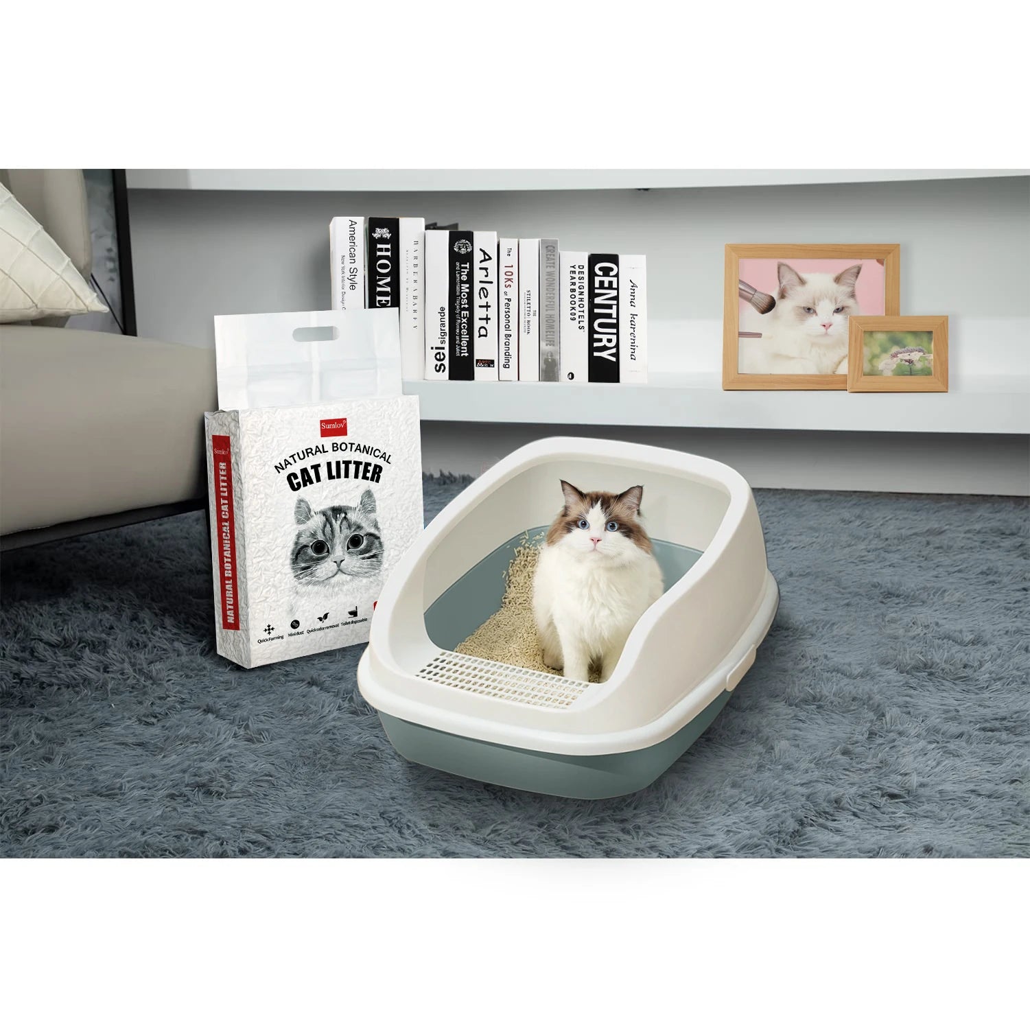 Sumlov Tofu Cat Litter by mypawbloom, 33lbs, natural botanical, dust-free, flushable cat litter shown in a bag.