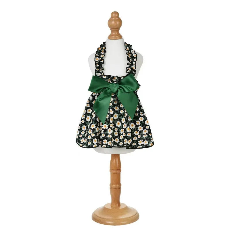 Sleeveless Cyan Flower Slim Style For Small Cat/Dog