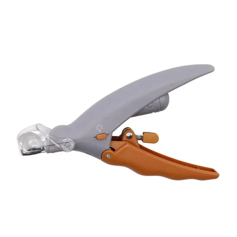 MyPawbloom professional pet nail clipper with LED light, featuring sharp scissors and ergonomic handle for precise grooming.