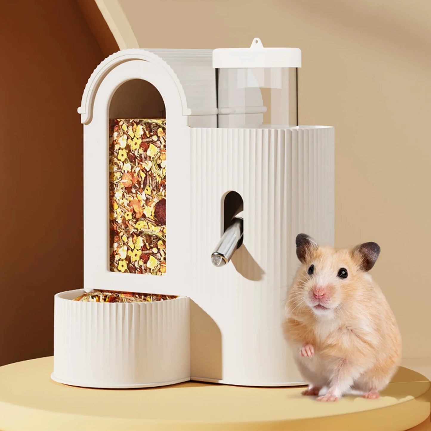 2-in-1 Automatic Food Bowl Large Capacity Hamster Feeder