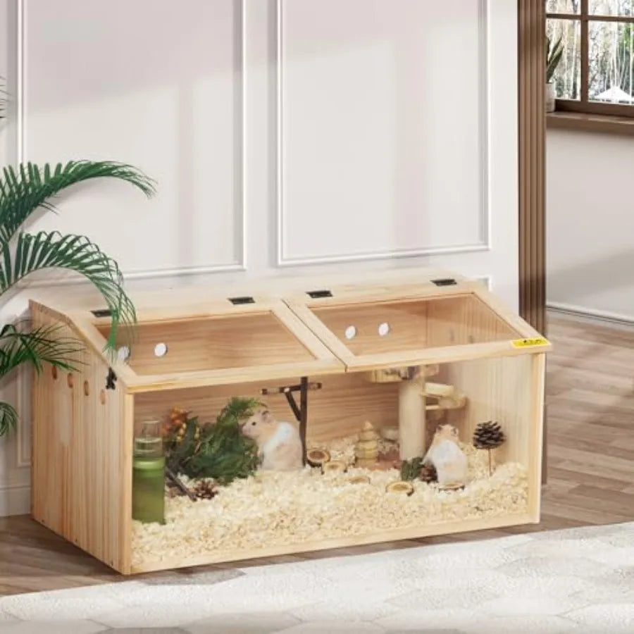 Wooden Hamster Cage Large Hamster Habitats Enclosure with Acrylic Window