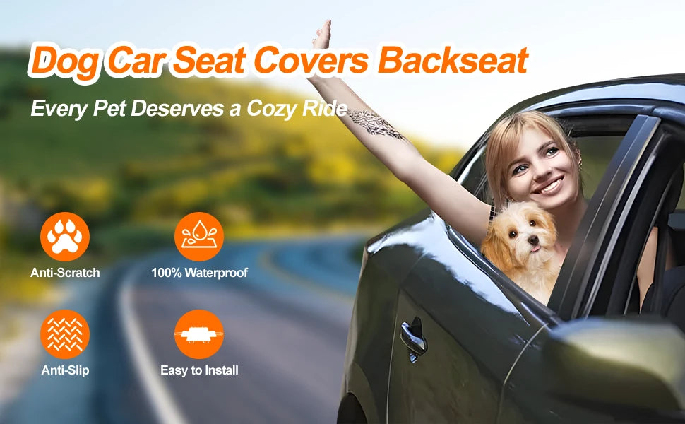 Foldable waterproof dog car seat by mypawbloom, designed for pet travel, with secure sides and easy-to-clean fabric.