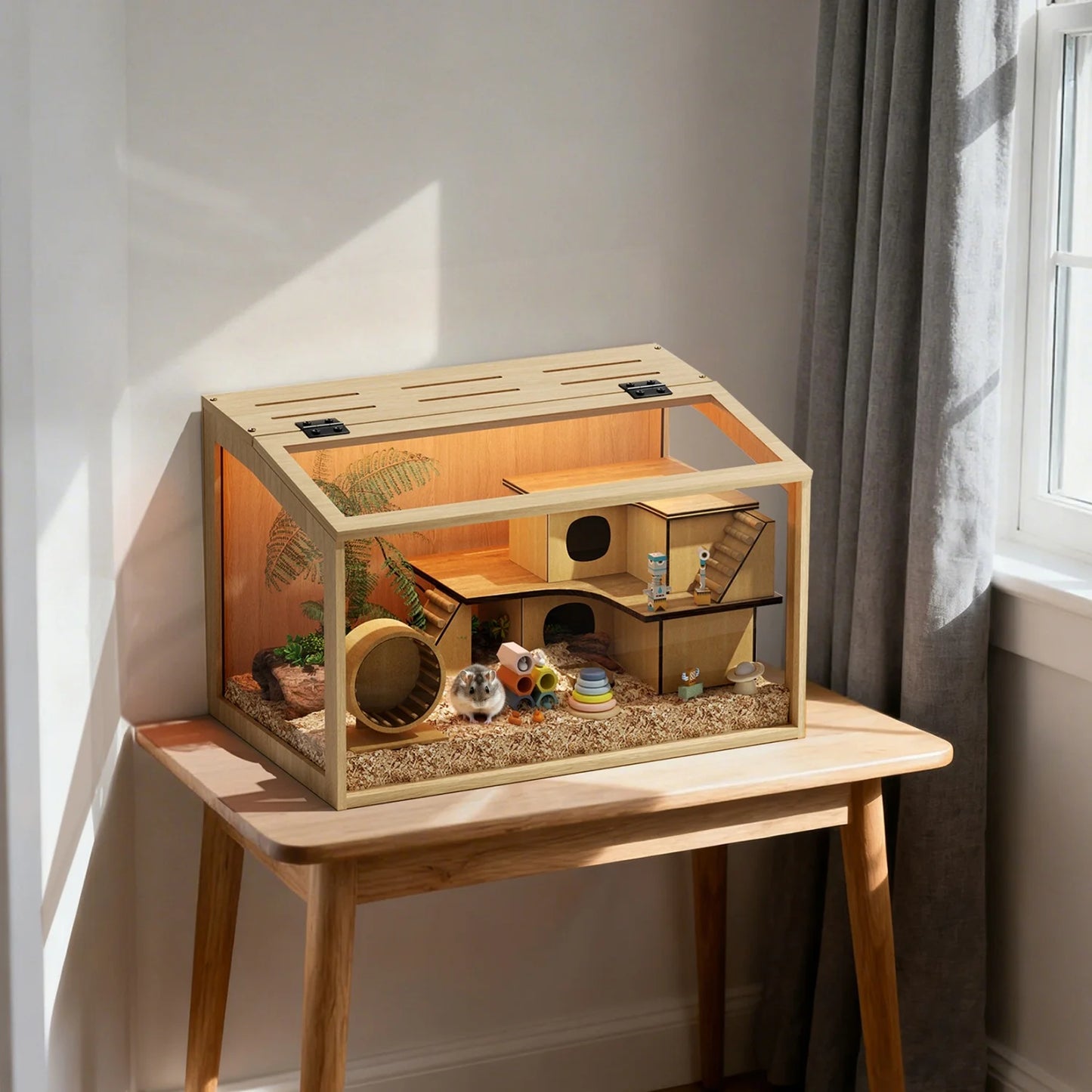 60/80CM Hamster Cage Chewproof Wooden