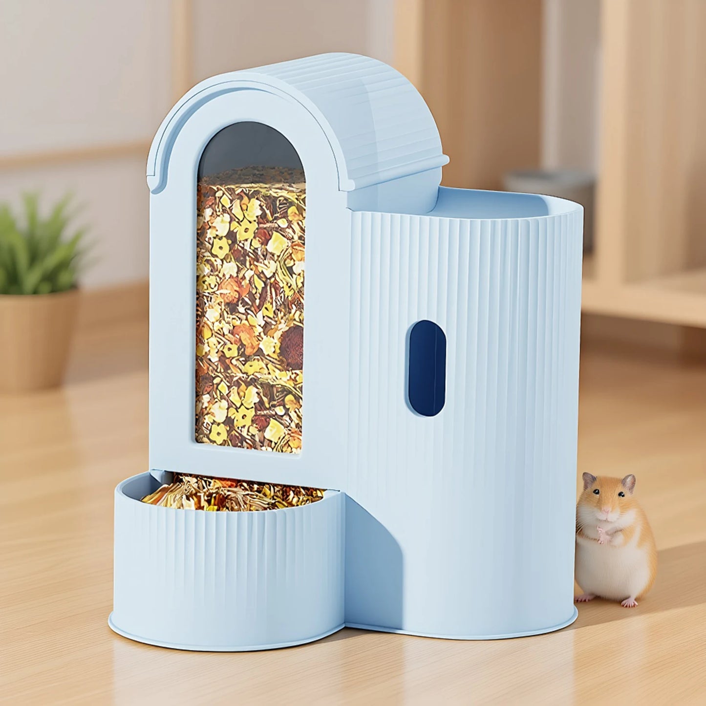 2-in-1 Automatic Food Bowl Large Capacity Hamster Feeder