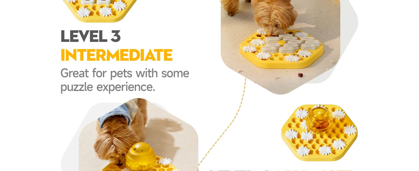 MyPawbloom dog puzzle toy designed as a slow feeder with interactive compartments for mental stimulation and feeding fun.