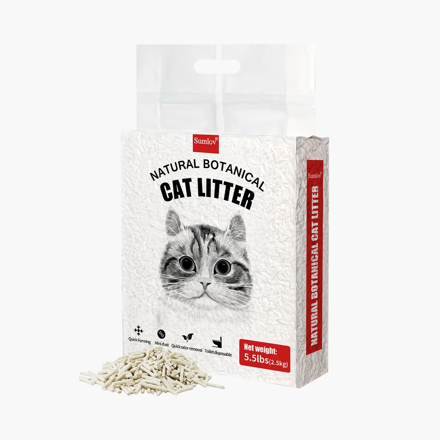 Sumlov Tofu Cat Litter by mypawbloom, 33lbs natural botanical, dust-free and flushable cat litter in a bag.