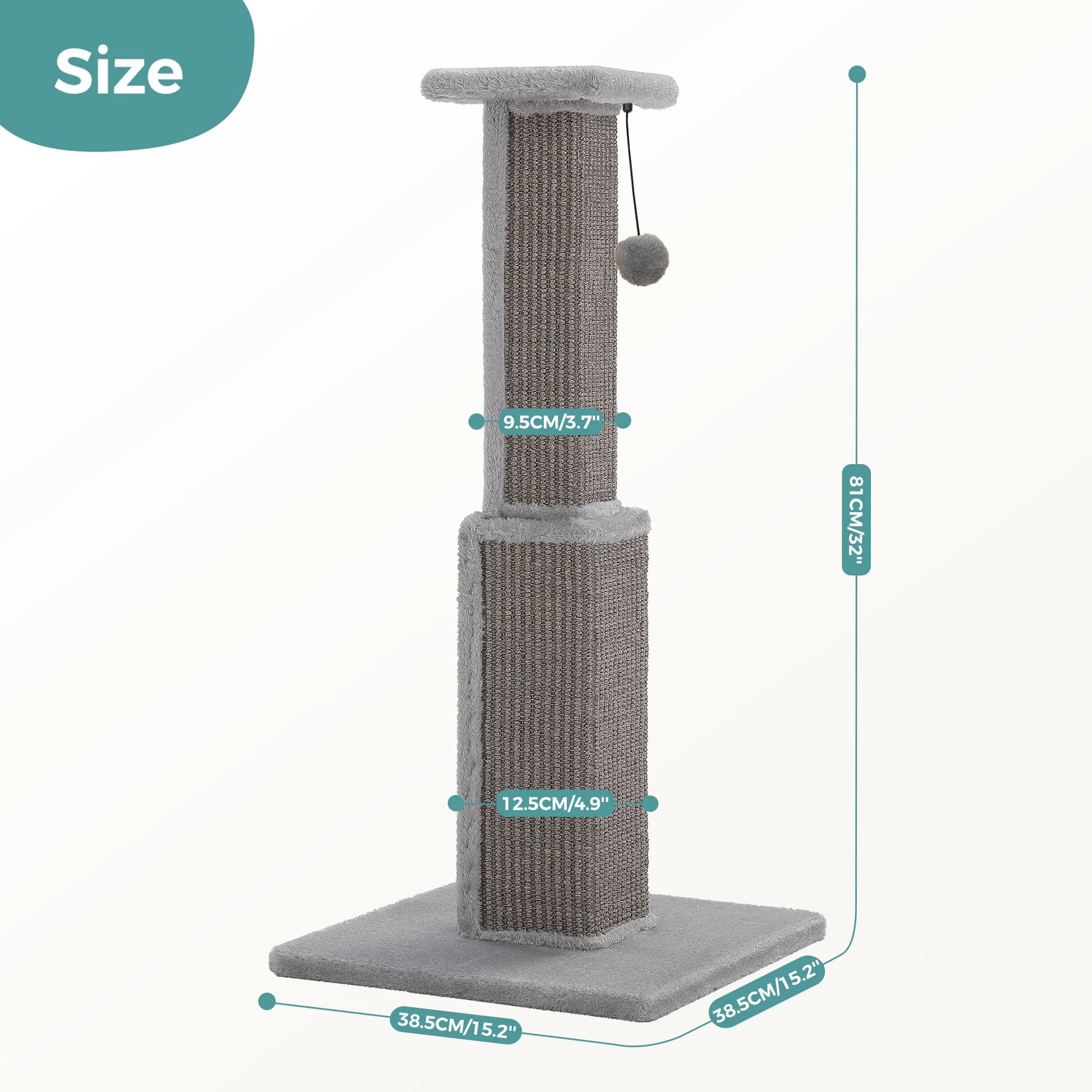 Large mypawbloom cat scratching post with sisal surfaces and cozy base for feline scratching and climbing.