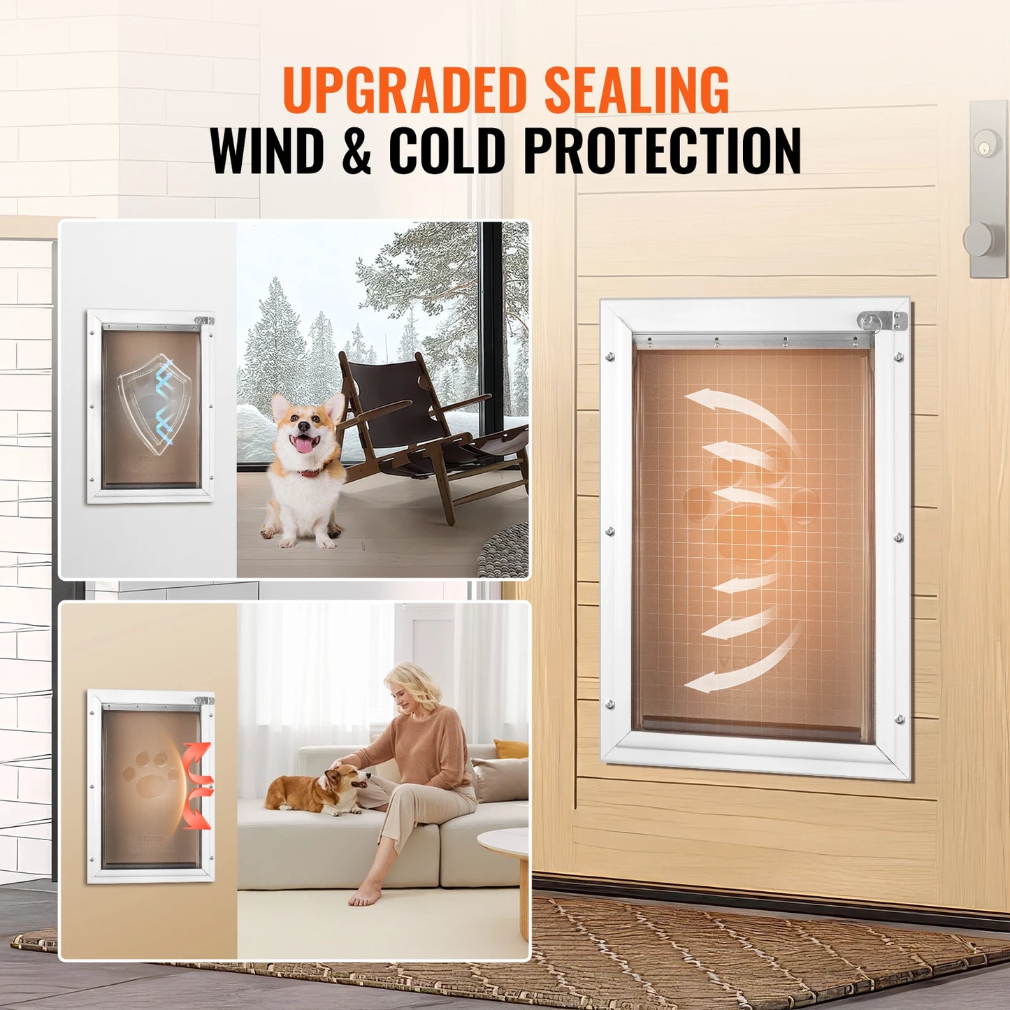 Weatherproof pet door with aluminum frame, lock, and flap system, designed for easy access and durability by mypawbloom