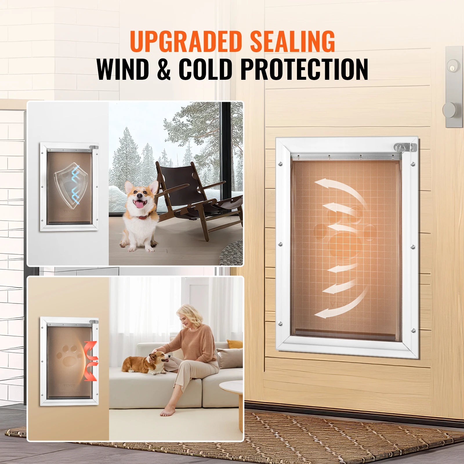 Weatherproof pet door with aluminum frame, lock, and flap system, designed for easy access and durability by mypawbloom