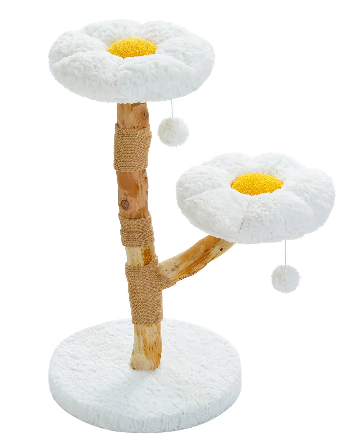 Modern wood flower-themed cat tree by mypawbloom, designed for indoor cats with multiple levels and cozy resting spots.