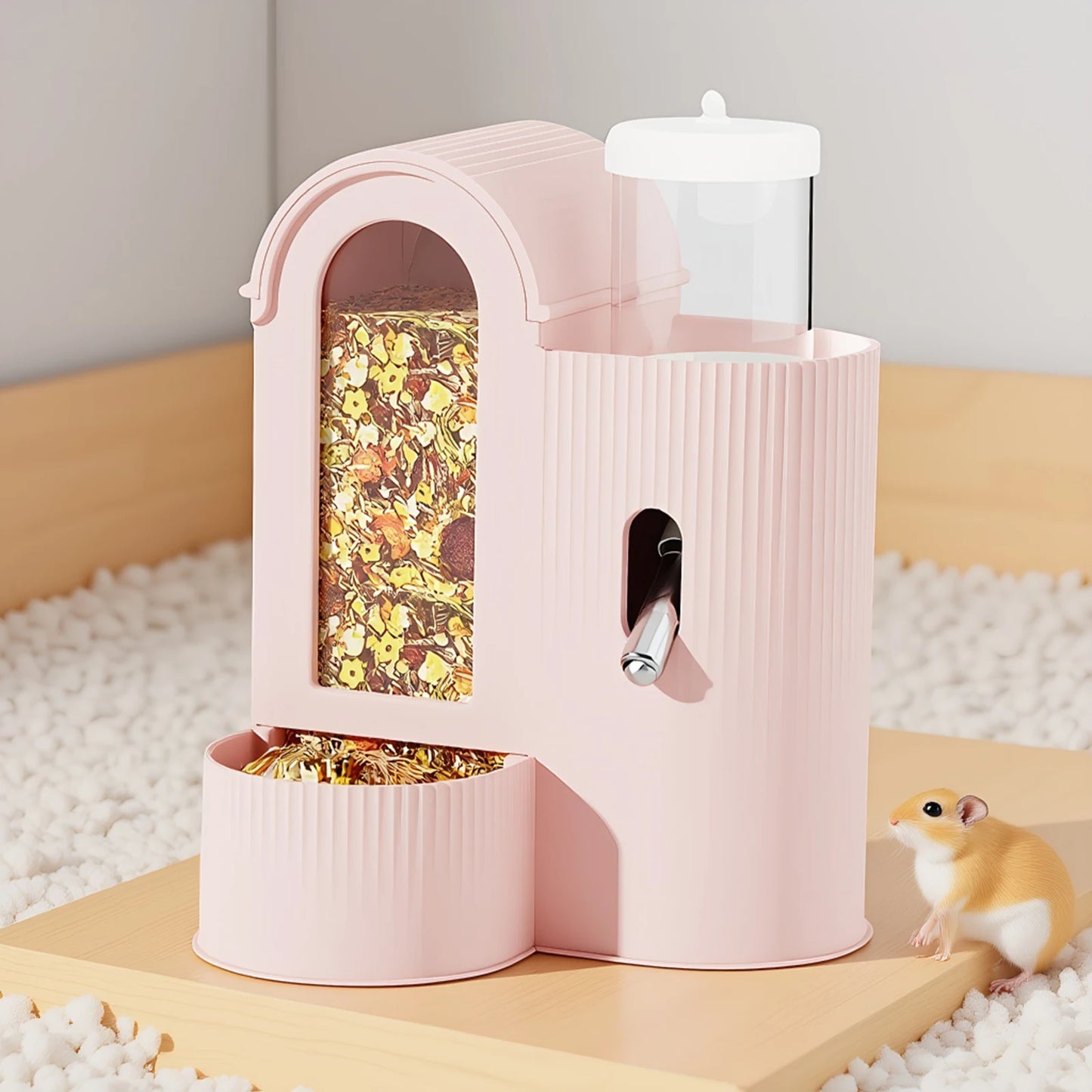 2-in-1 Automatic Food Bowl Large Capacity Hamster Feeder