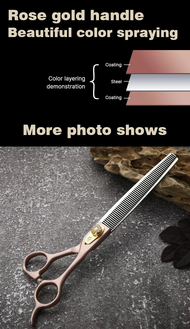 Fenice High-grade 7.5inch JP440C Steel Specials pet grooming thinner scissors