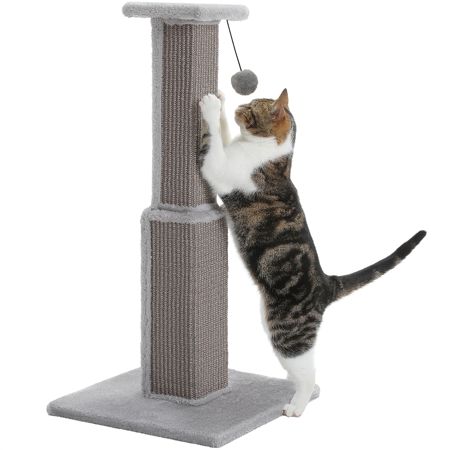 Large mypawbloom cat scratching post with sisal-covered posts and cozy resting spot for cats to scratch and relax.