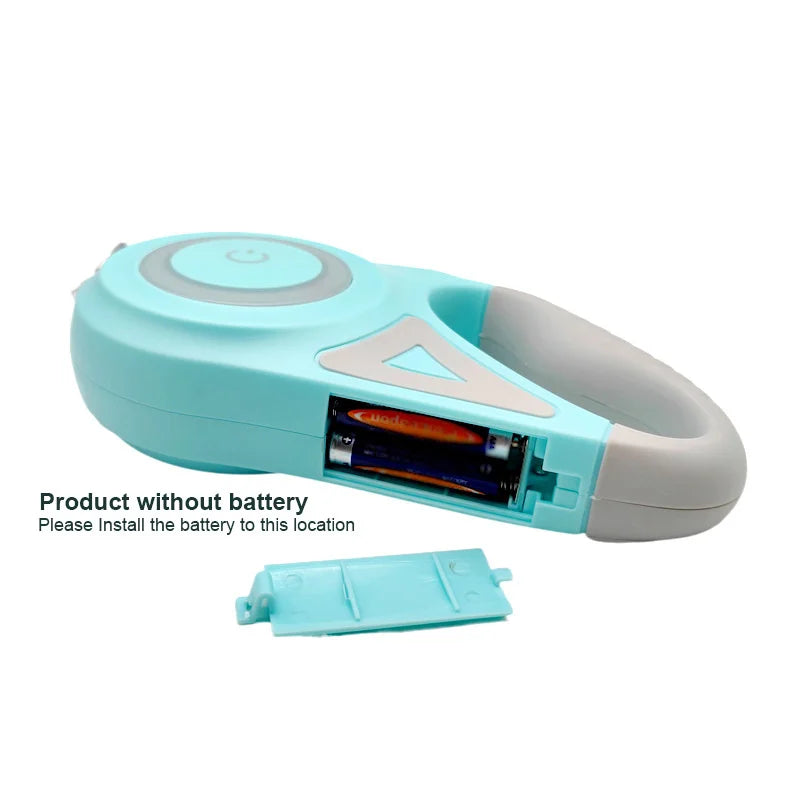 Automatic retractable dog leash by mypawbloom with LED flashlight, 5 meters long, durable nylon strap for walking pets.