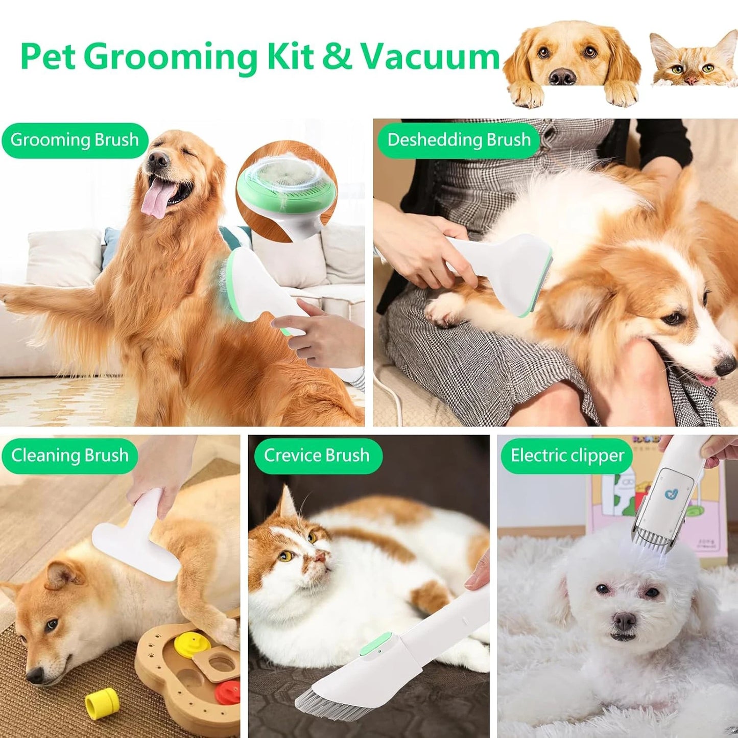 Mypawbloom pet grooming kit with 2L vacuum, featuring grooming tools and a compact vacuum for easy pet hair cleaning.
