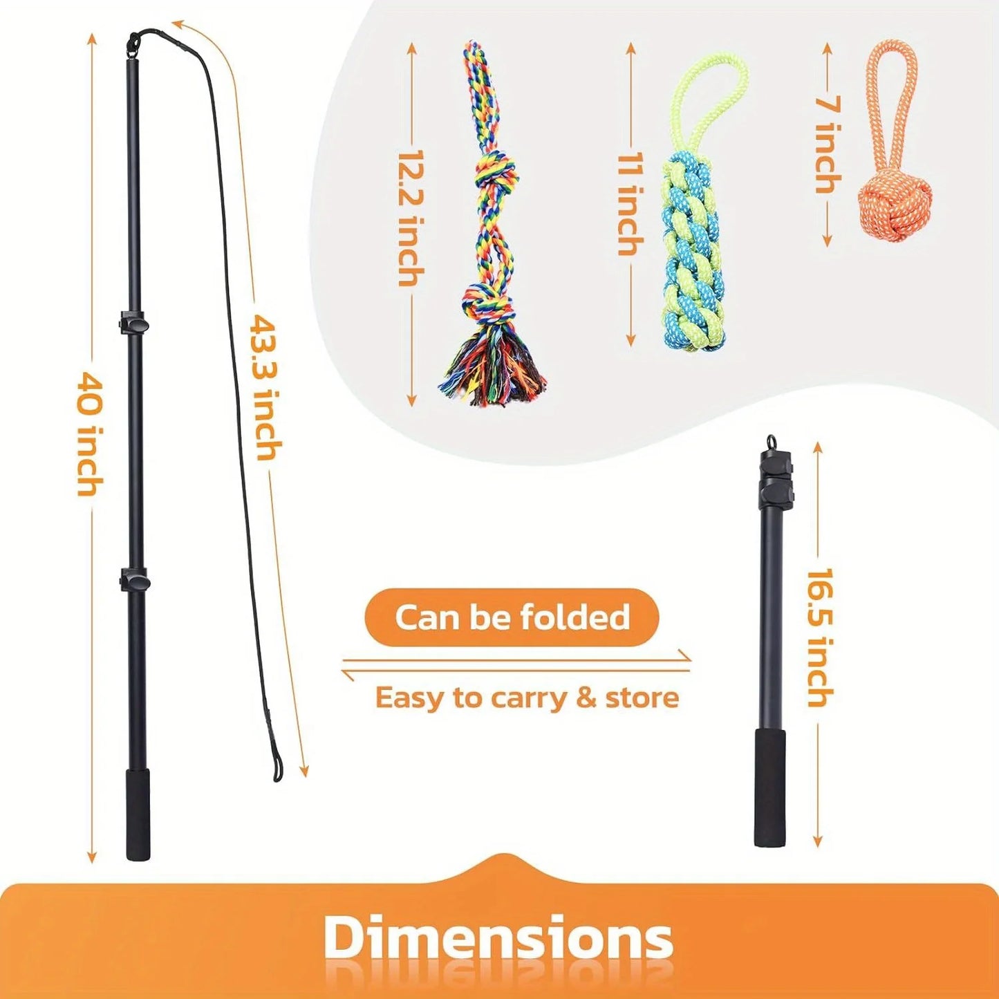 Extendable Pet Chase & Tug Wand – Outdoor Agility Training Exercise Pole