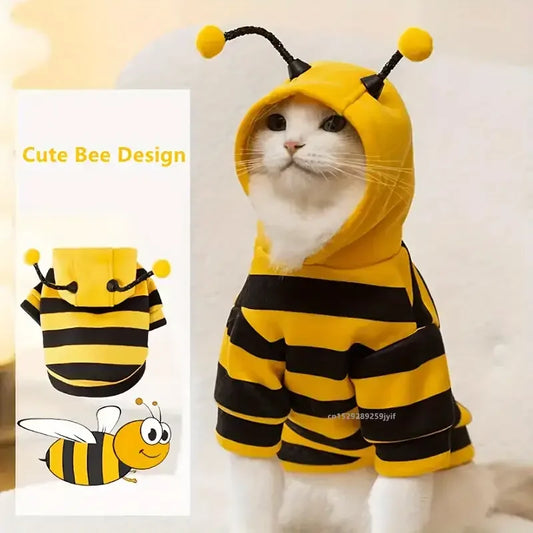 Cute bumble bee dog costume hoodie by mypawbloom, soft autumn winter clothing for small and medium dogs and cats.