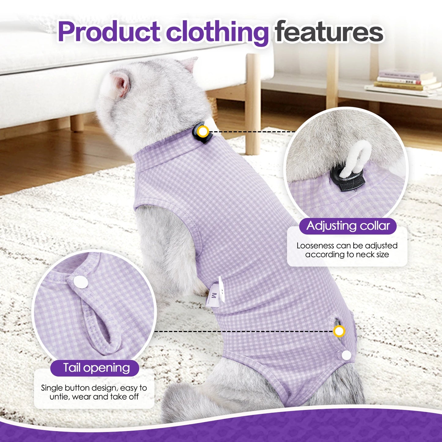 Cat Recovery Suit Professional,Abdominal Wounds Cone E-Collar Alternative