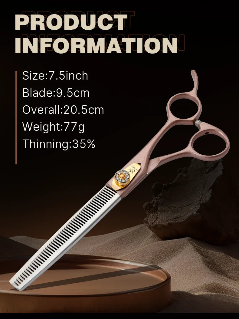 Fenice High-grade 7.5inch JP440C Steel Specials pet grooming thinner scissors