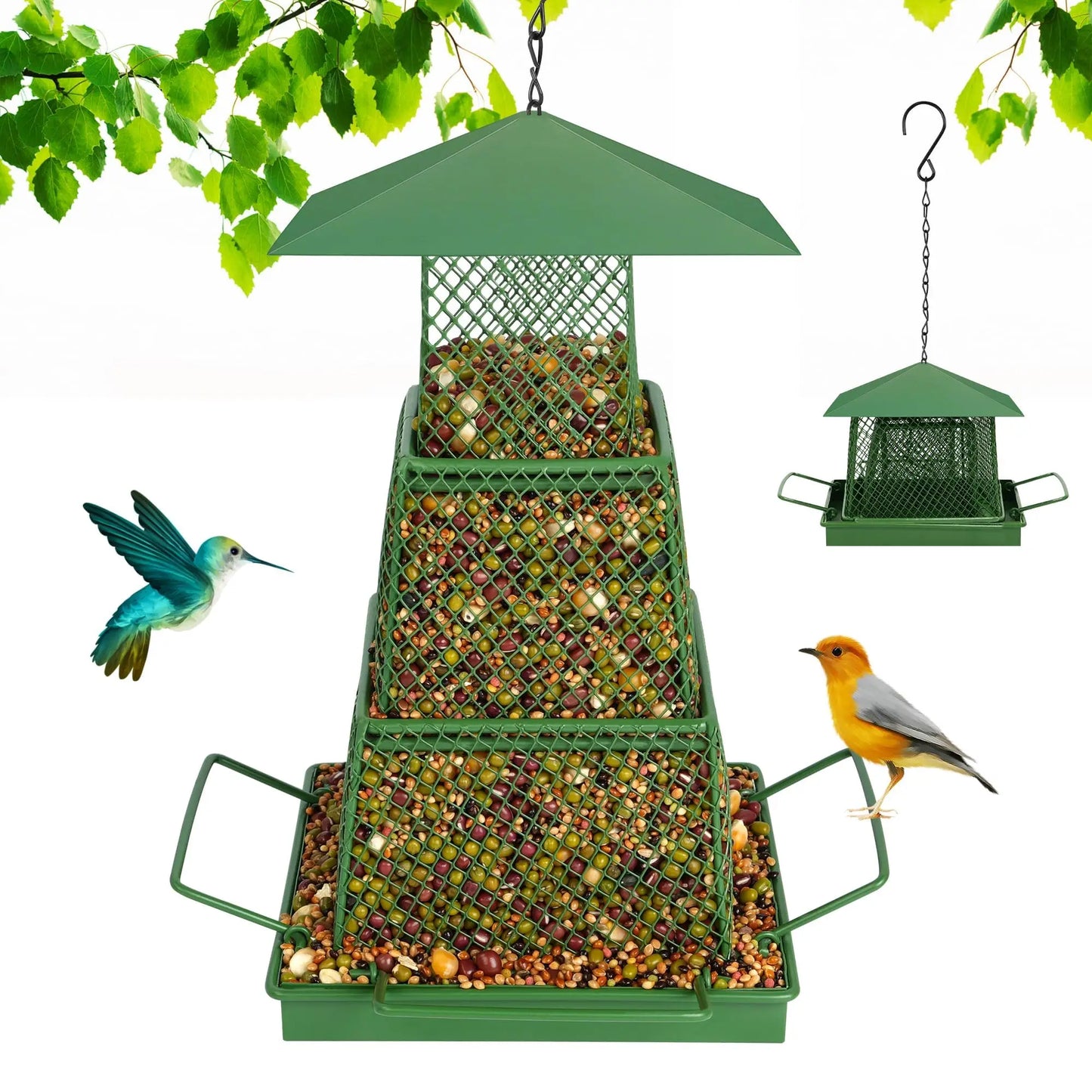 "Seed-Saving" Heavy-Duty Outdoor Bird Feeder