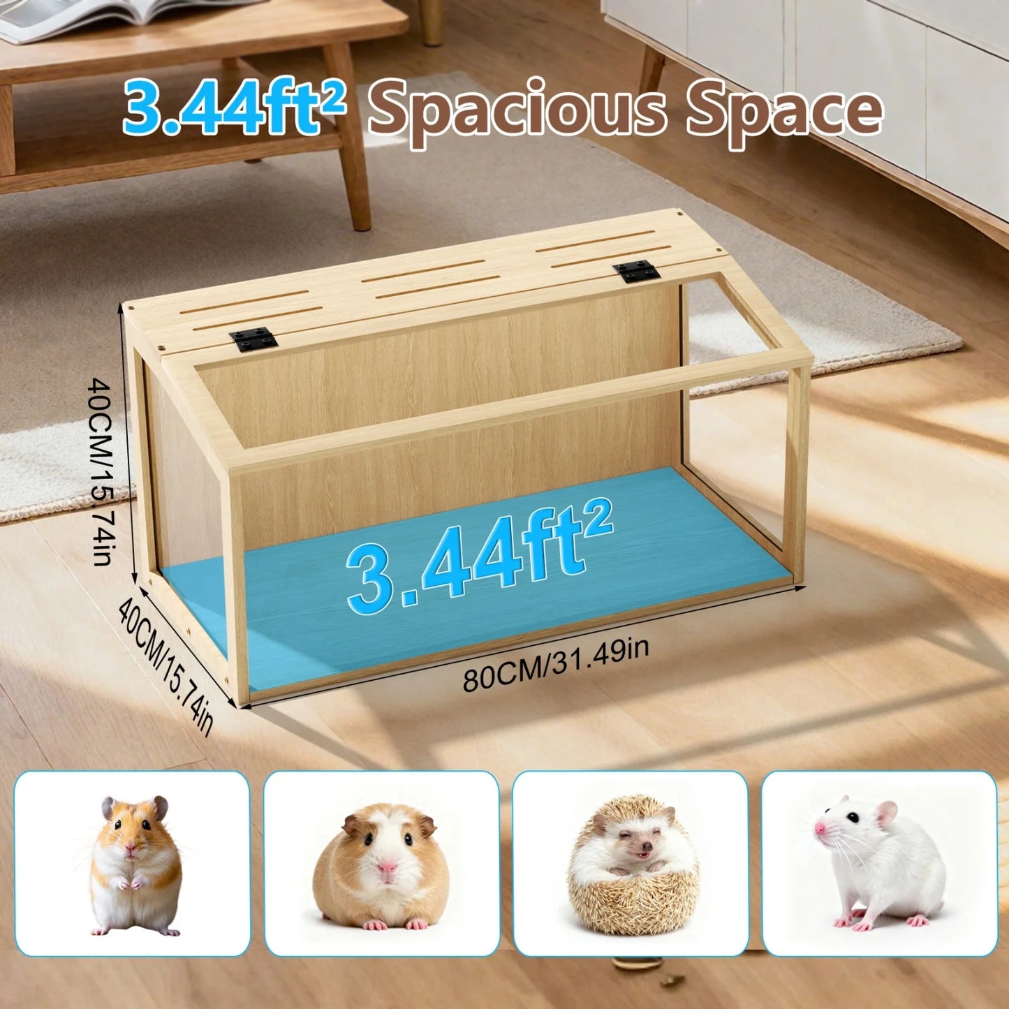 60/80CM Hamster Cage Chewproof Wooden