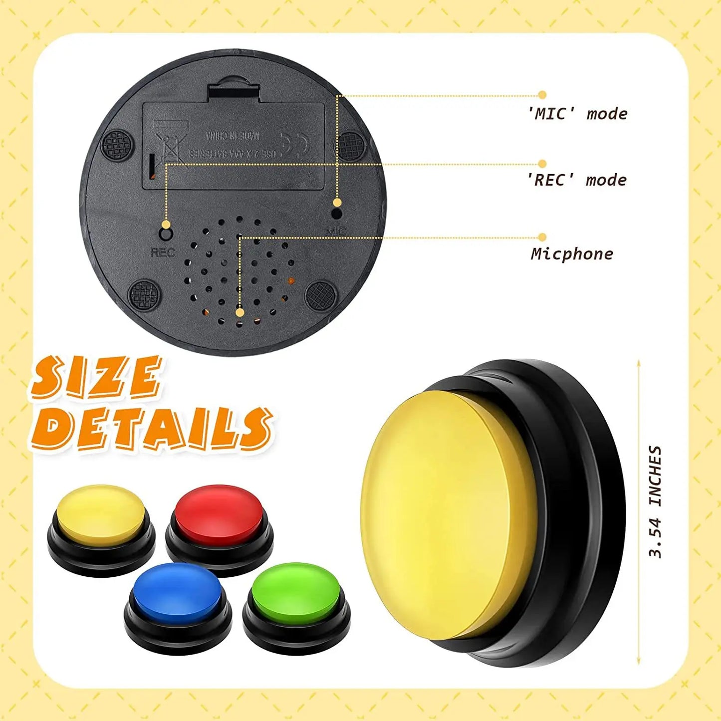 Dog communication button, pet training recording button
