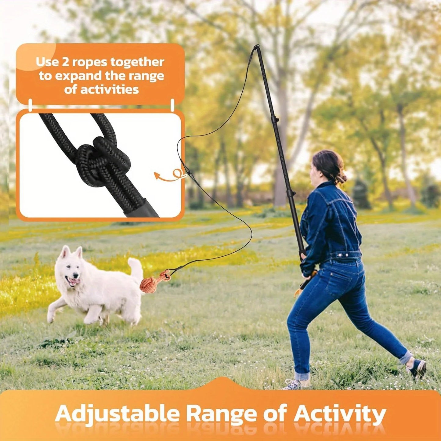 Extendable Pet Chase & Tug Wand – Outdoor Agility Training Exercise Pole