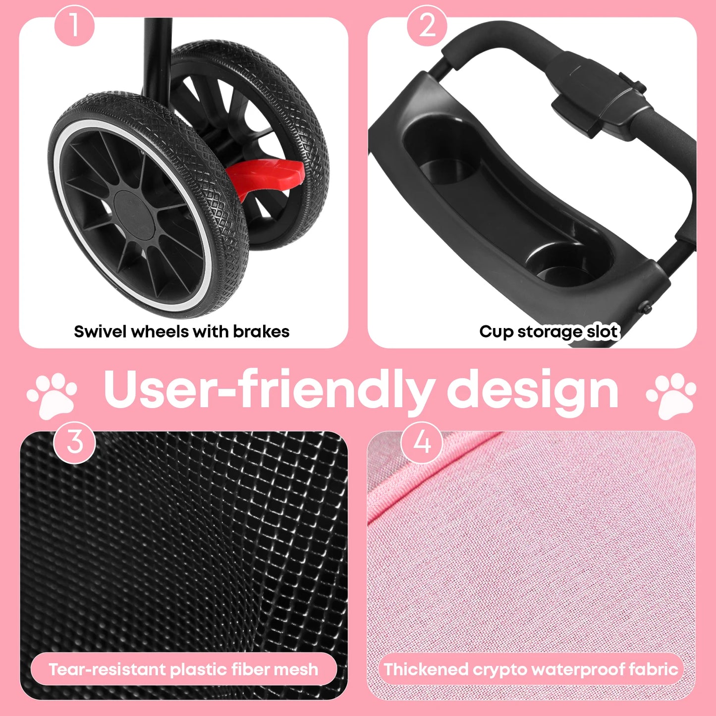 Pet Stroller For Small Puppy Dogs & Cats