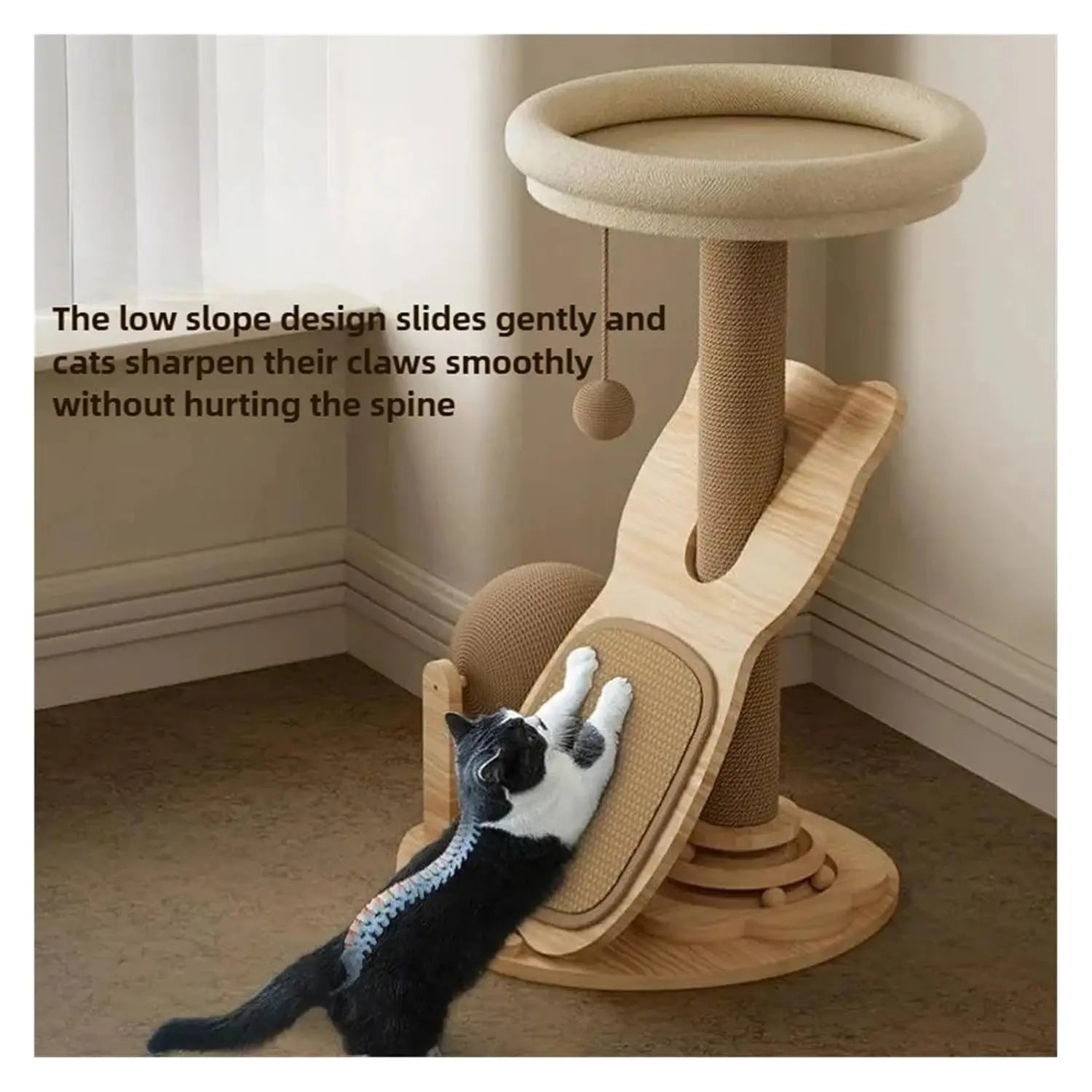 mypawbloom cat tower with sisal climbing post and multiple platforms for cats to play and rest indoors