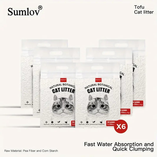 Sumlov Tofu Cat Litter by mypawbloom, 33lbs natural botanical, dust-free, flushable cat litter in a bag.