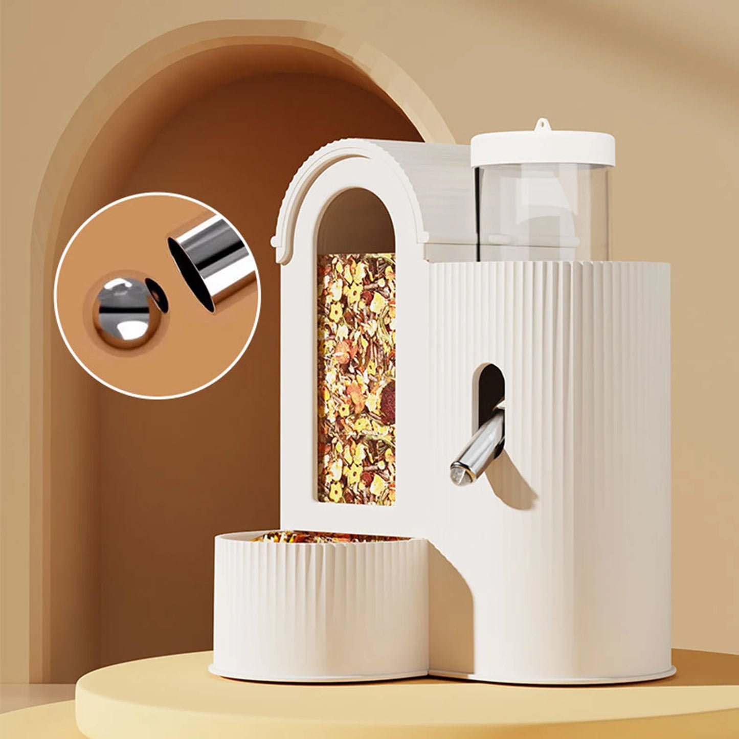 2-in-1 Automatic Food Bowl Large Capacity Hamster Feeder