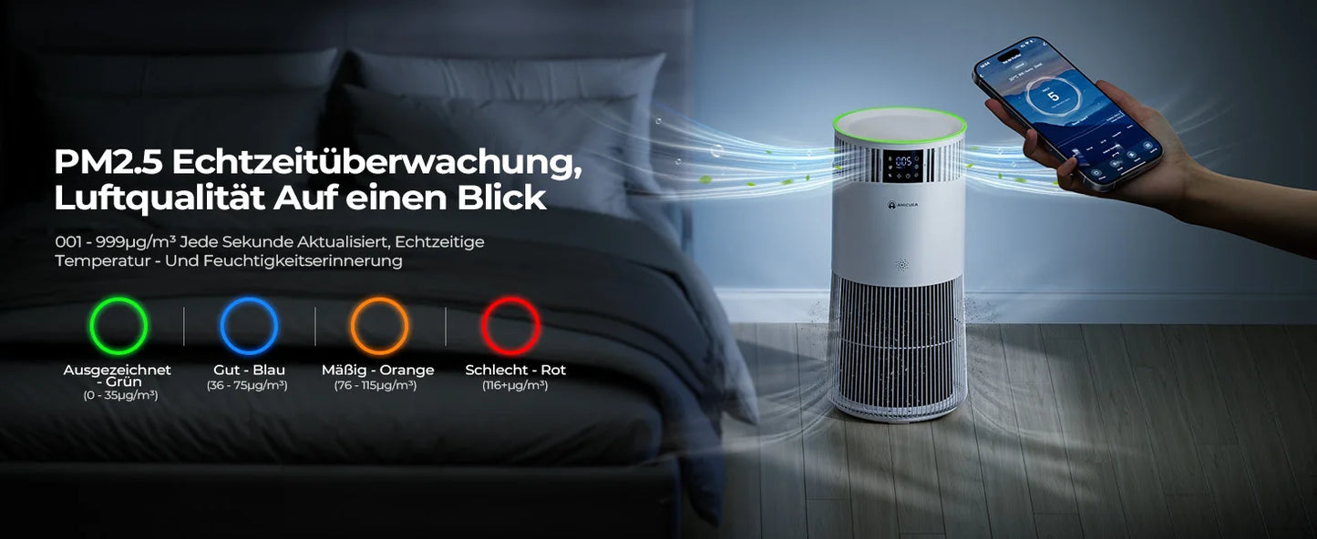 mypawbloom Amicura P2 Air Purifier designed for pet allergy sufferers, showcasing the compact device with air filter components.
