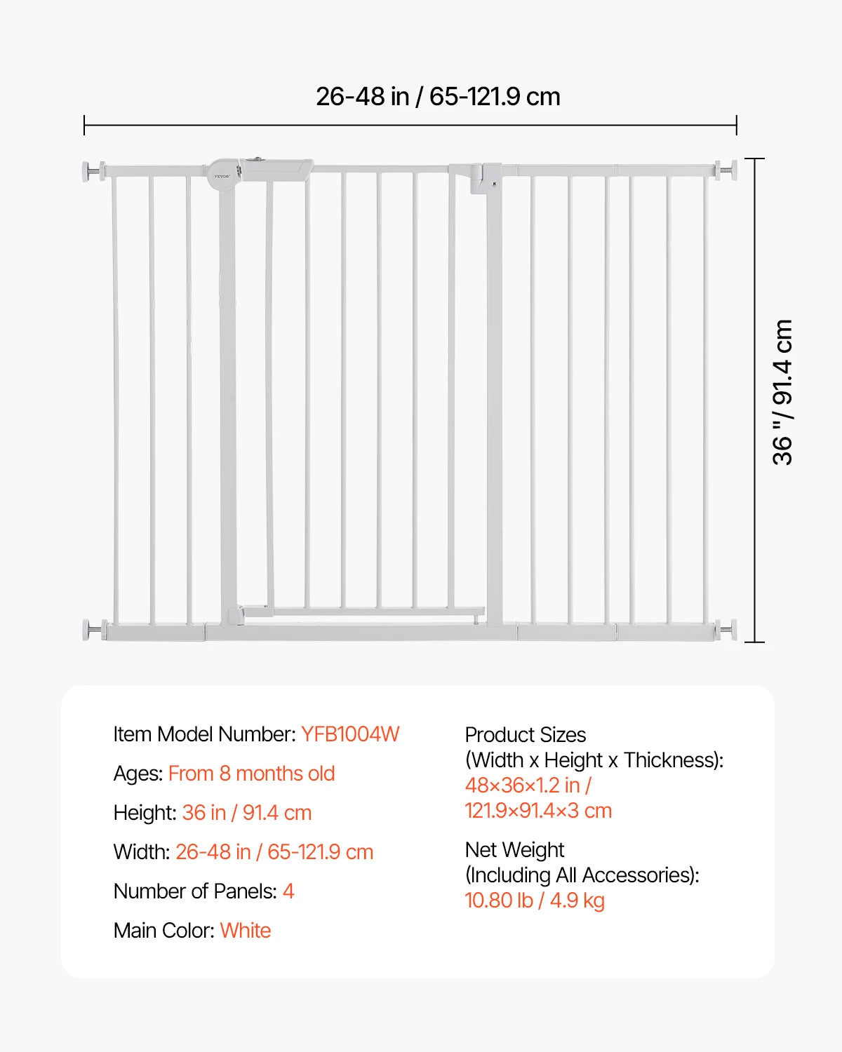 MyPawbloom dog gate 28-36 inches high with easy step walk-thru in a neutral color, suitable for pet safety and home barrier needs.