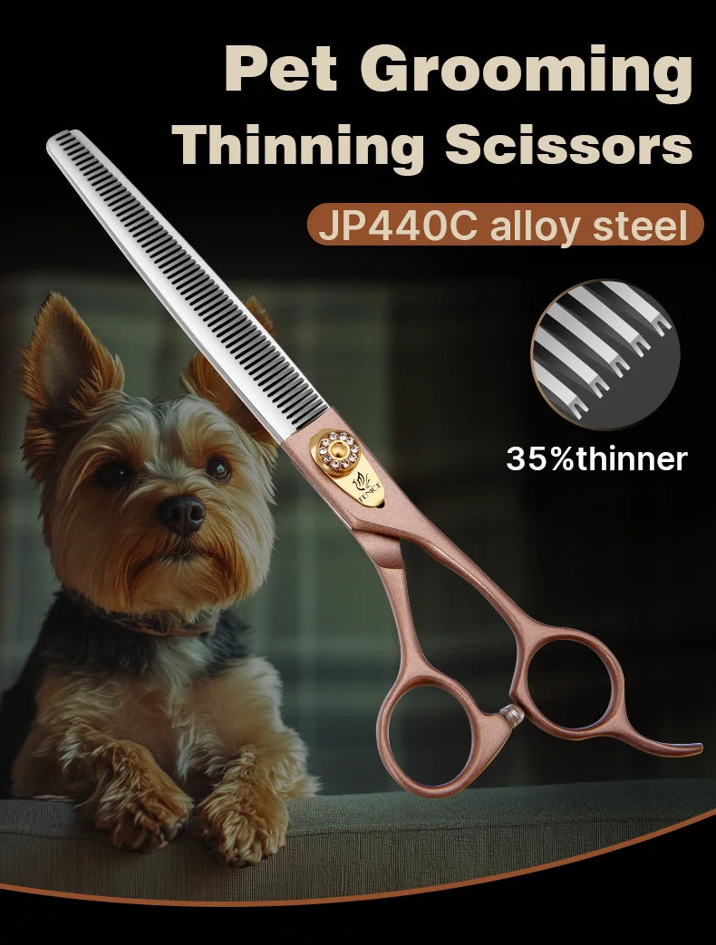 Fenice High-grade 7.5inch JP440C Steel Specials pet grooming thinner scissors
