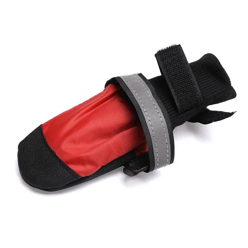 Waterproof anti-slip high shoes for large and medium dogs in camouflage, designed by mypawbloom, shown on a dog.