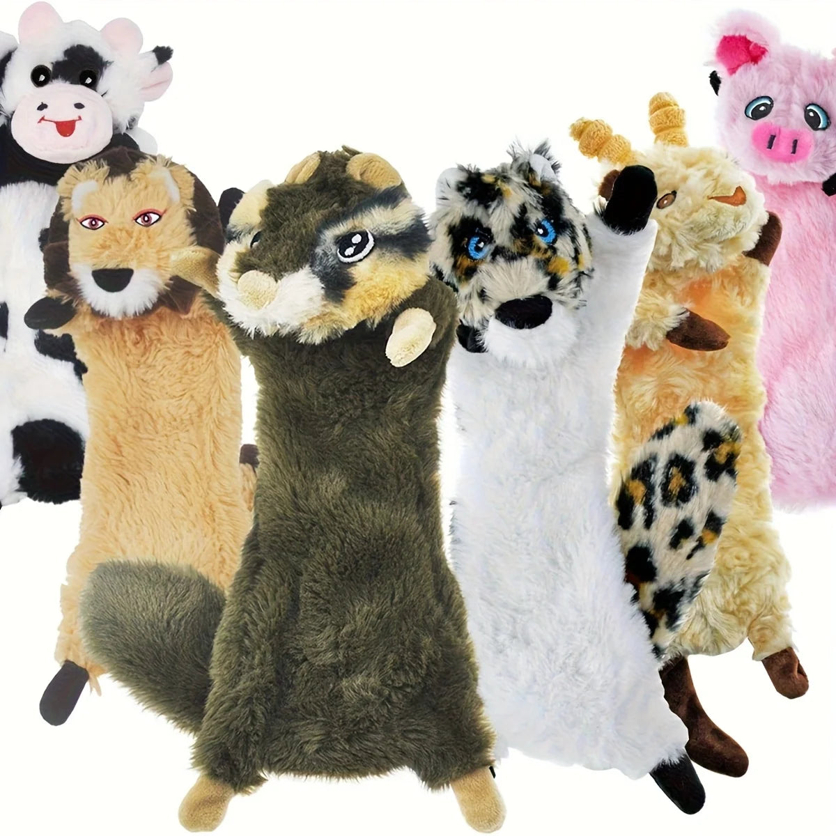 Interactive Cartoon Pet Plush Toy Bundle – 5-Piece Durable Squeaker Toy Set