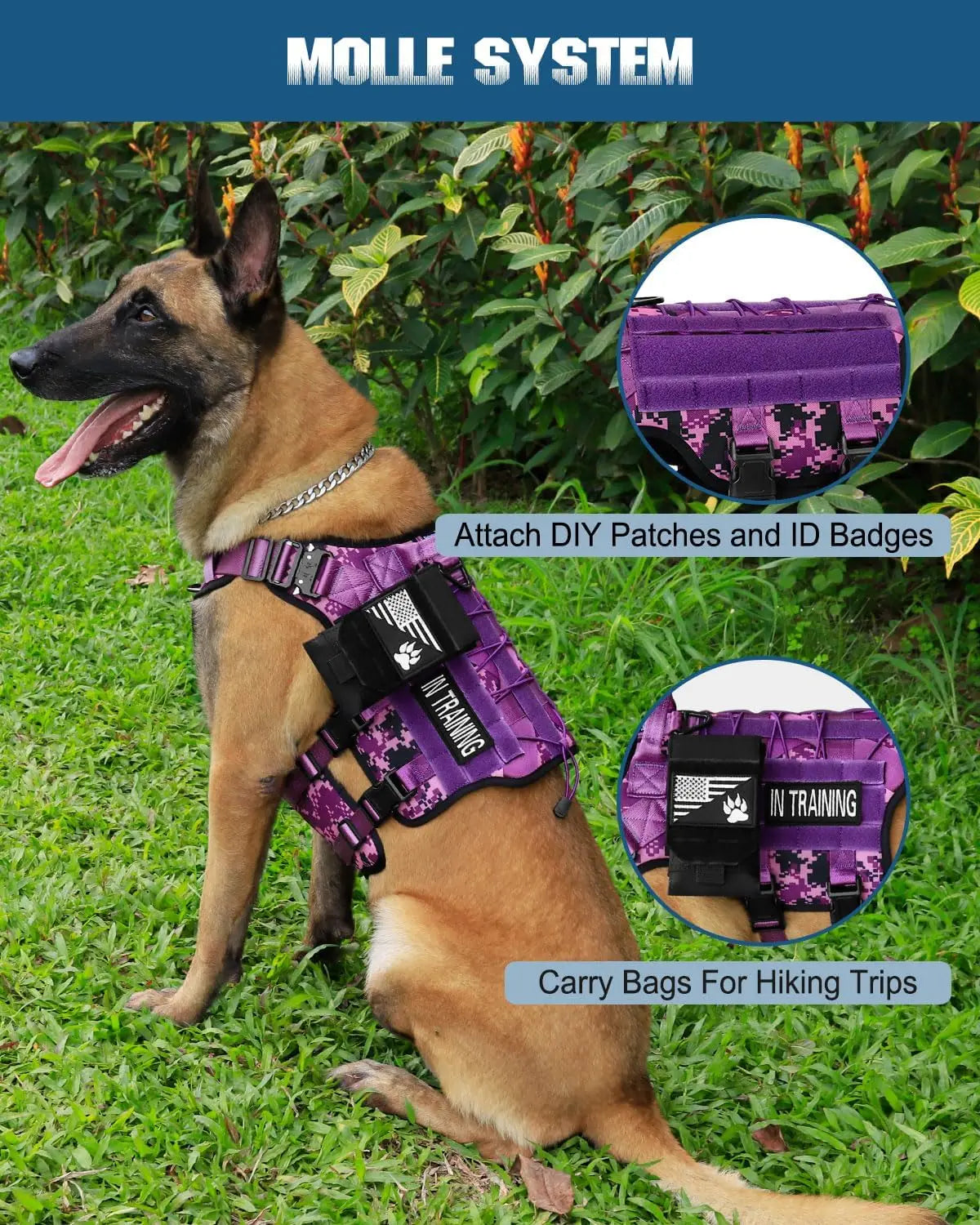 Tactical Dog Harness for Medium Large Dogs, No Pull Emotional Support Vest