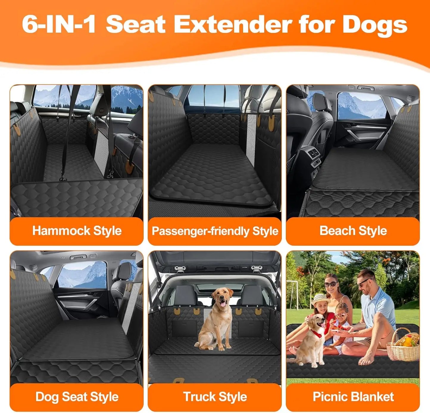 Foldable waterproof dog car seat by mypawbloom, designed for pet travel, with secure straps and cushioned interior for comfort.