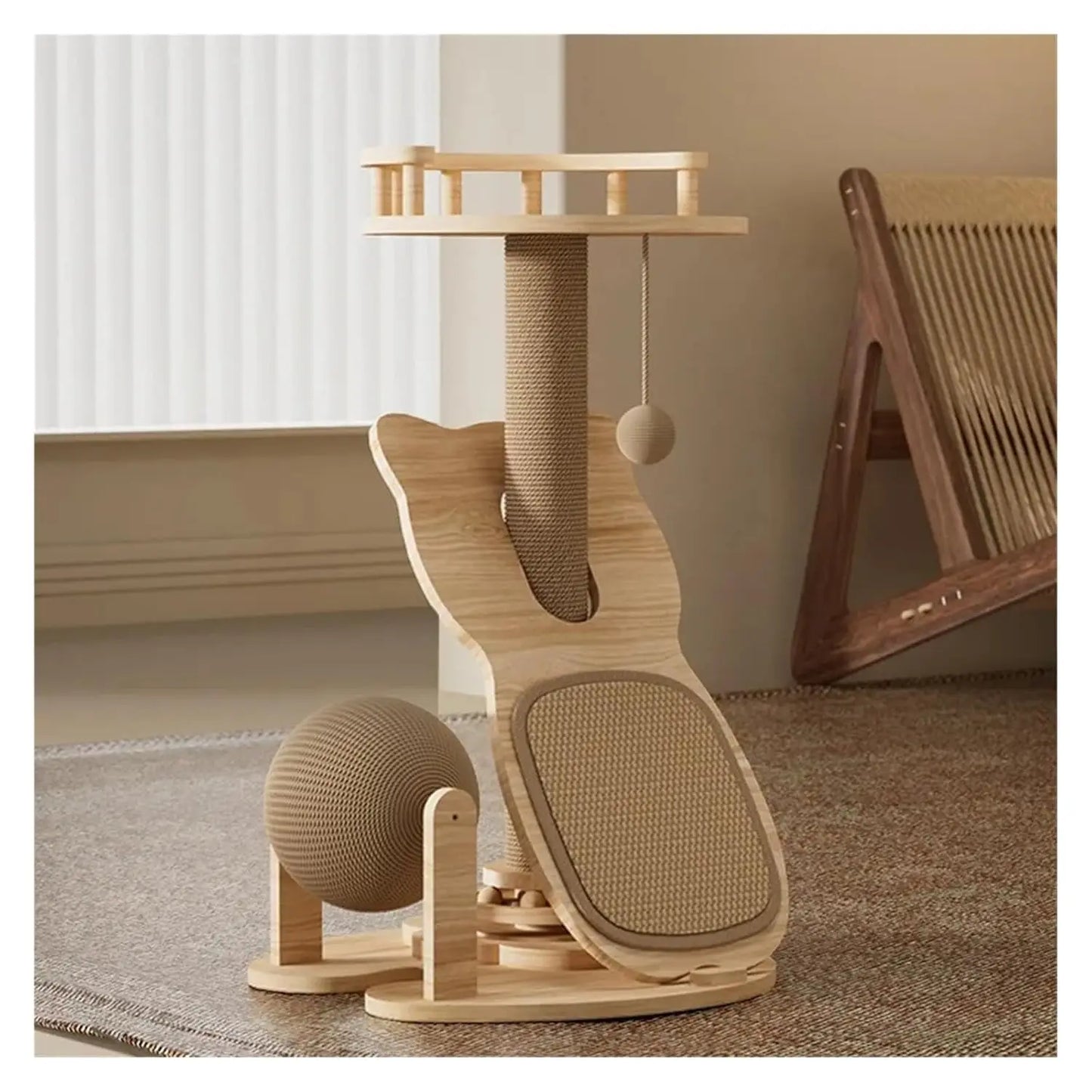 myPawbloom cat tower with sisal climbing posts and cozy platforms for indoor feline play and exercise.