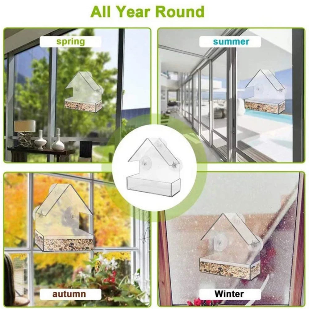 Smart Bird House Pet Feeder Transparent with Camera