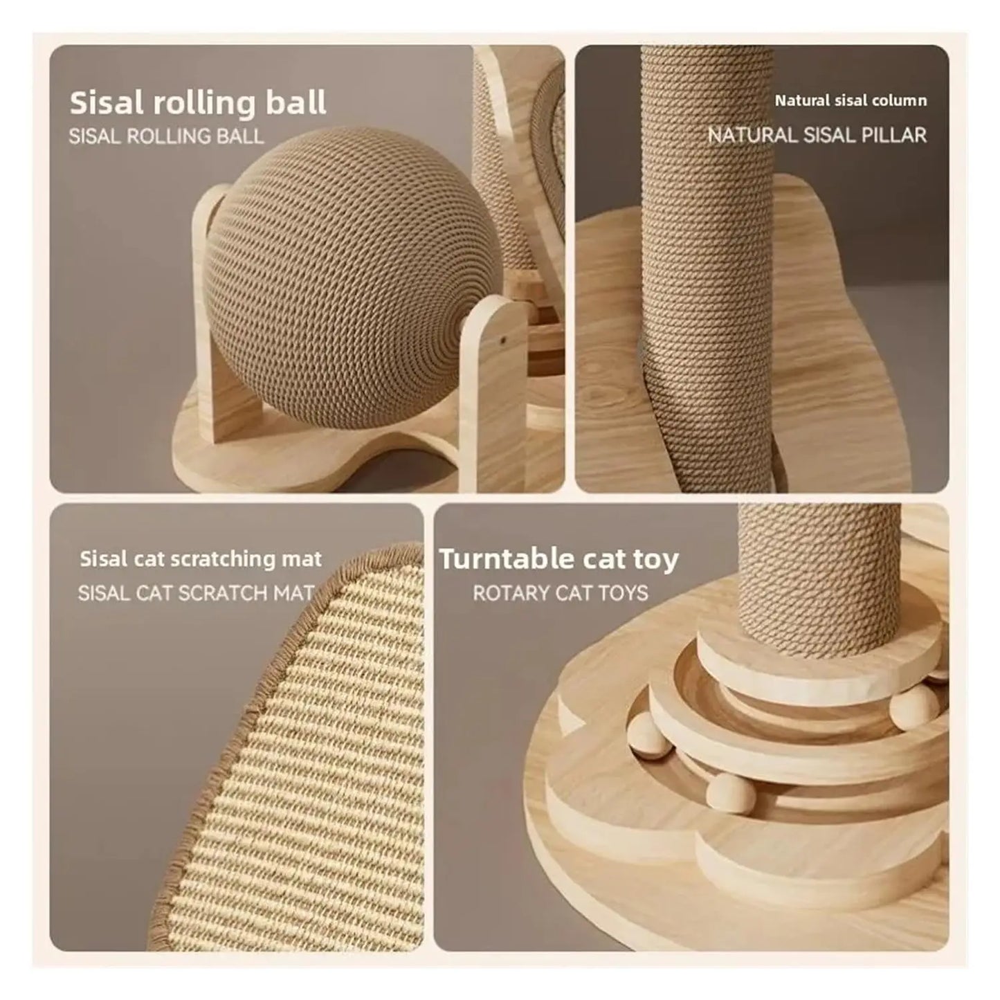 Sisal cat tower by mypawbloom featuring multiple climbing platforms and cozy perches for cats to scratch and relax.