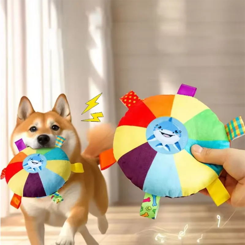 Cartoon Squeaky Plush Dog Toy – Interactive Fleece Comfort Chew