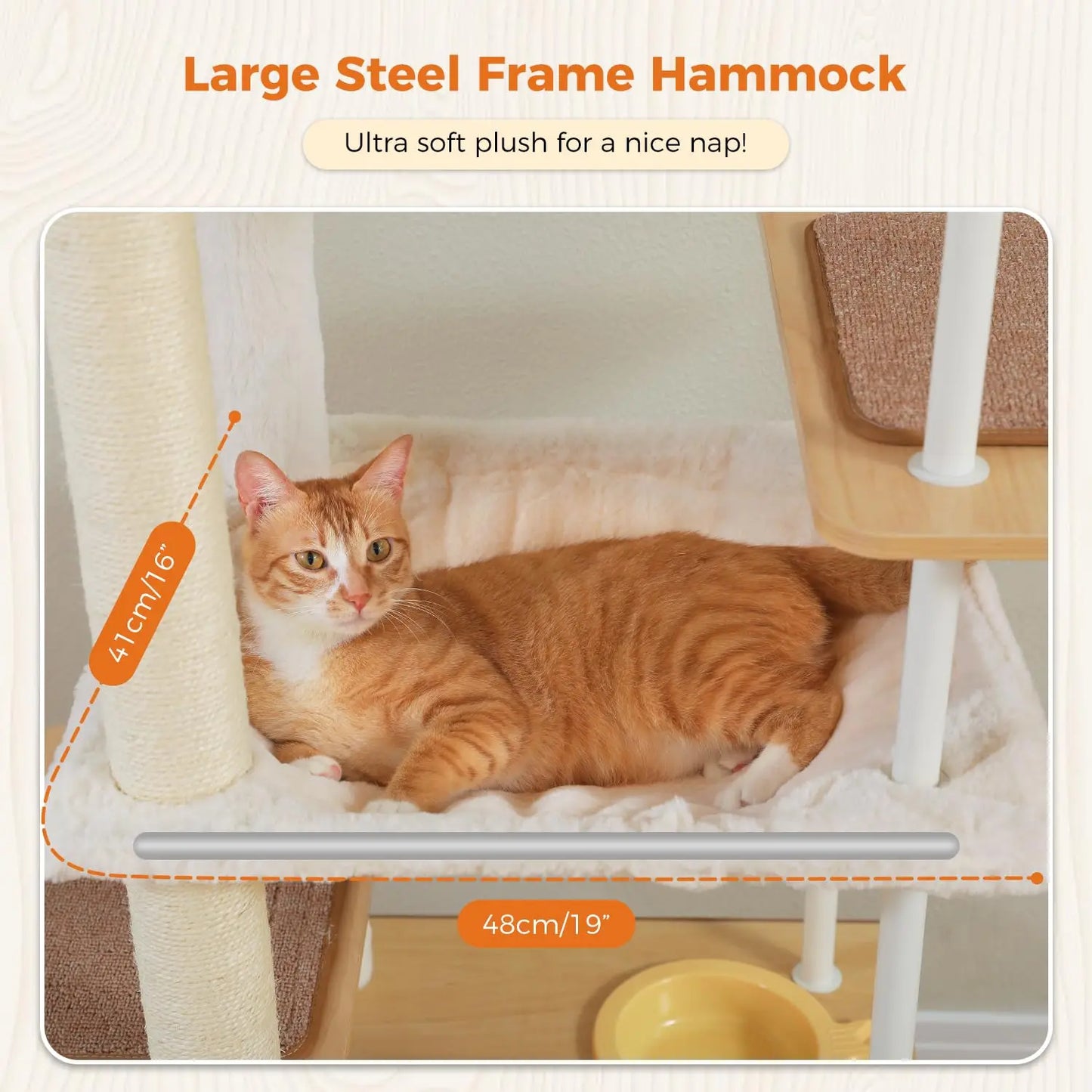 Large Cat Tree with Food Station, 74.8 Inches Wooden Tall Cat Tower