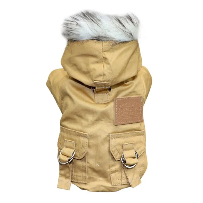 MyPawbloom small to medium dog coat jacket with thick, warm hoodie designed for cold weather and outdoor comfort.
