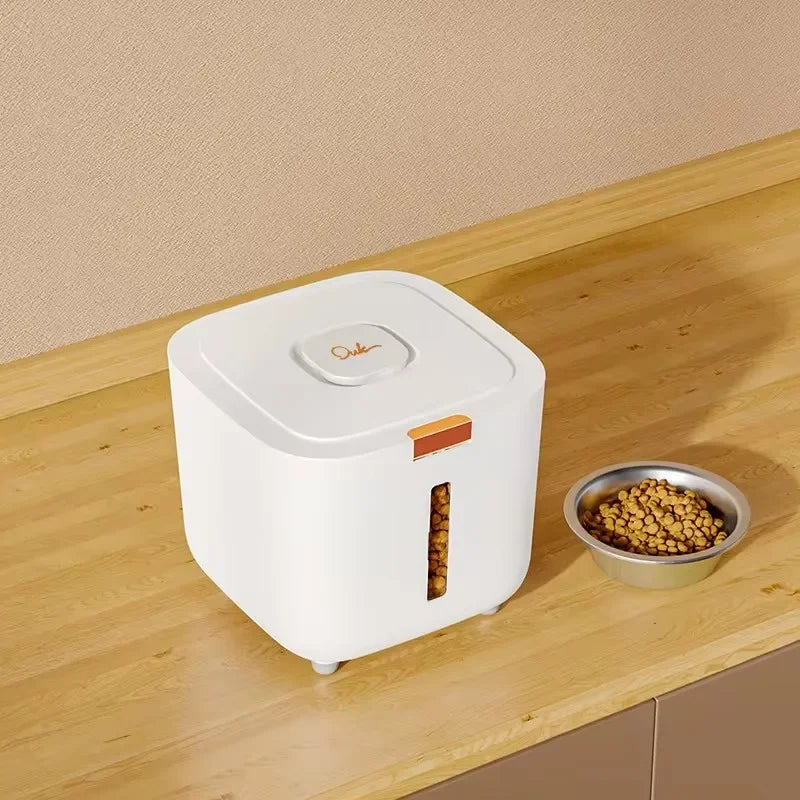 MyPawbloom pet food storage container with airtight lid, designed for keeping pet food fresh and organized.