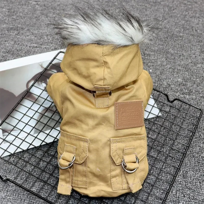 MyPawbloom small dog coat jacket with thick warm hoodie, designed for medium and small dogs to stay cozy in cold weather.