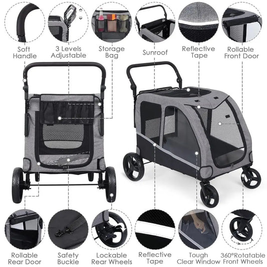 Large & Medium Dog Stroller, Up to 130 lbs