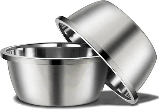 Large stainless steel dog bowl set with two heavy-duty, BPA-free bowls, 176 oz capacity for food and water by mypawbloom