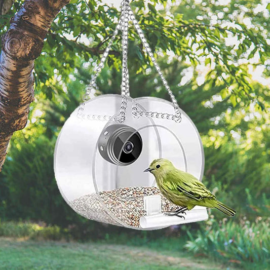 Smart Bird House Pet Feeder Transparent with Camera