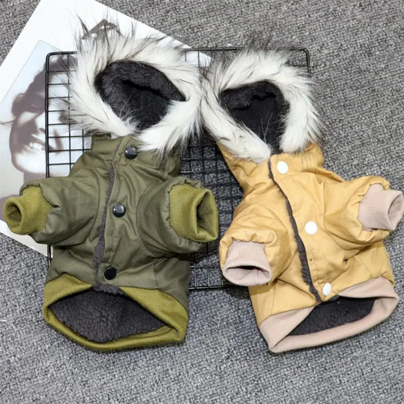 MyPawbloom small dog coat jacket with thick, warm hoodie, ideal for keeping small and medium dogs cozy during cold weather.